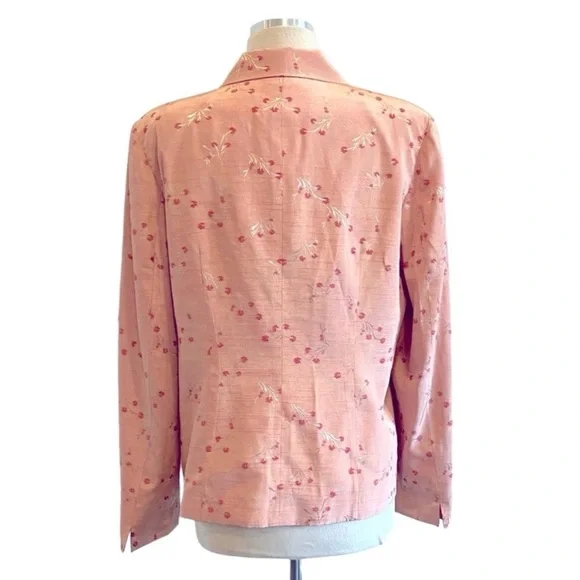 Pink Floral Lightweight Summer/Spring Blazer Jacket Boho Cottagecore Style - Picture 7 of 12